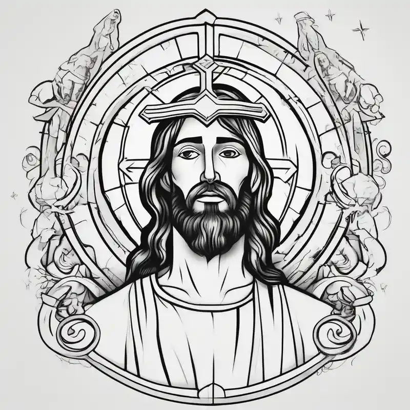 full sleeve arm tattoo of jesus timeline of life cute tattoo idea – Caricatura, Blanco y negro